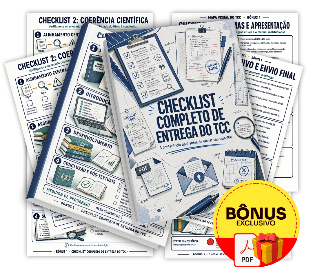 Mockup do bônus Checklist Completo de Entrega do TCC